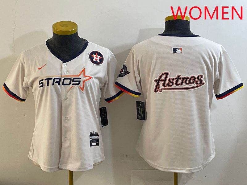 Women Houston Astros Blank Cream Three generations Joint Name 2025 Nike MLB Jersey style 41018->women mlb jersey->Women Jersey
